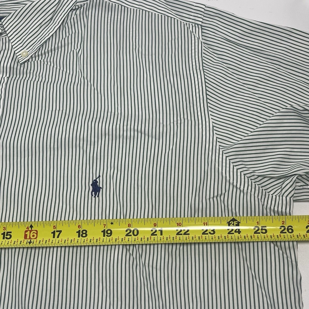 Ralph Lauren Men's XLT Cotton Green White Stripe Long Sleeve Button Down Shirt - Picture 10 of 11